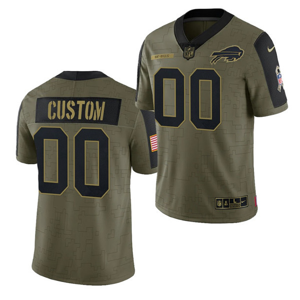 Men's Buffalo Bills ACTIVE PLAYER Custom 2021 Olive Salute To Service Limited Stitched Jersey